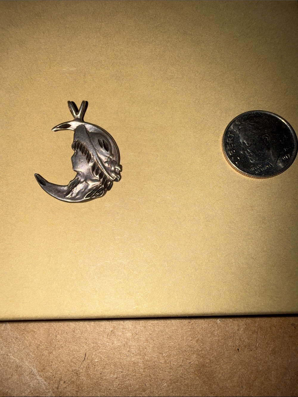 Sterling Silver Crescent Moon and Girl Pendant/Charm - Silver